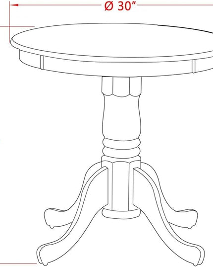 East West Furniture EMT-OAK-TP Eden Dining Room Table - a Round kitchen Table Top with Pedestal Base, 30x30 Inch, Oak - LeafyLoom