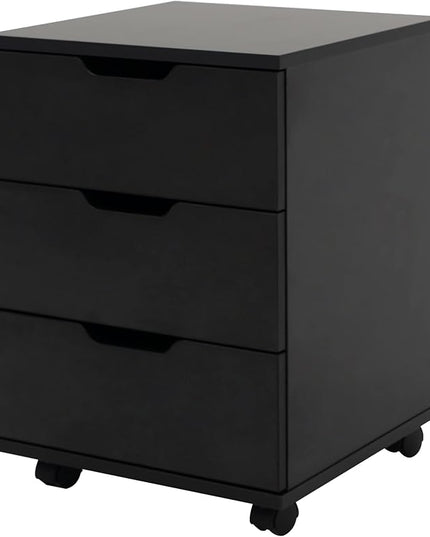 Farini 3-Drawer Vertical Filing Cabinet Rolling Wood Mobile File Cabinets Under Desk for Home Office with Casters (Black, Fully Assembled) - LeafyLoom