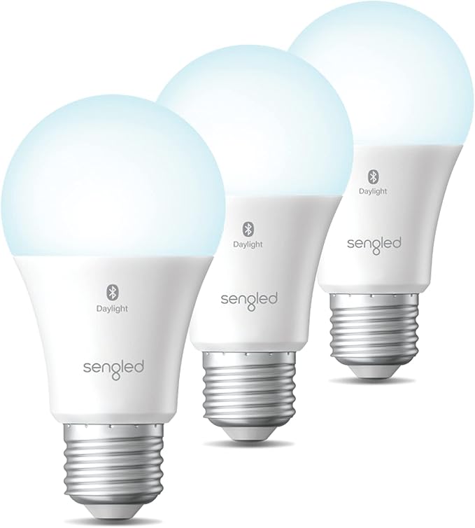 Sengled Alexa Light Bulb, S1 Auto Pairing with Alexa Devices, Smart Light Bulbs That Work with Alexa, Bluetooth Mesh Smart Home Lighting, Daylight 5000K, E26 60W Equivalent, 800LM, 3-Pack Sengled