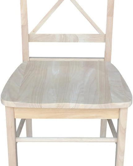International Concepts Set of 2 X-Back Dining Chairs and Curved X Back Chair, Unfinished Wood - LeafyLoom