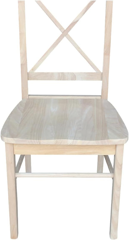 International Concepts Set of 2 X-Back Dining Chairs and Curved X Back Chair, Unfinished Wood - LeafyLoom