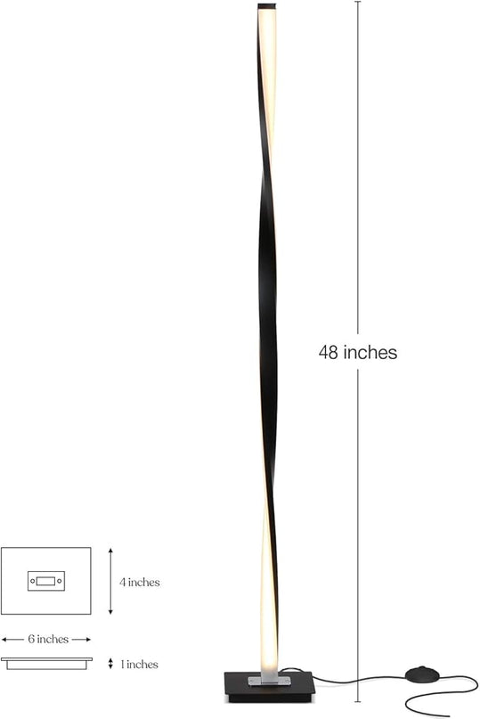 Brightech Helix LED Floor lamp, Bright Floor Lamp for Living Rooms & Bedrooms, 48" Tall Pole Lamp, Dimmable Standing Lamp - Black - LeafyLoom