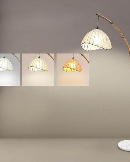 Bamboo Floor Lamp, Boho Floor Lamps, Modern Tall Standing Lamps Retro Arc Floor Lamp for Living Room Restaurant Home Decorative, Fishing Floor Lamp(Trichromatic Light Change) - LeafyLoom