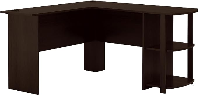 Ameriwood Home Dakota L-Shaped Desk with Bookshelves, Espresso - LeafyLoom