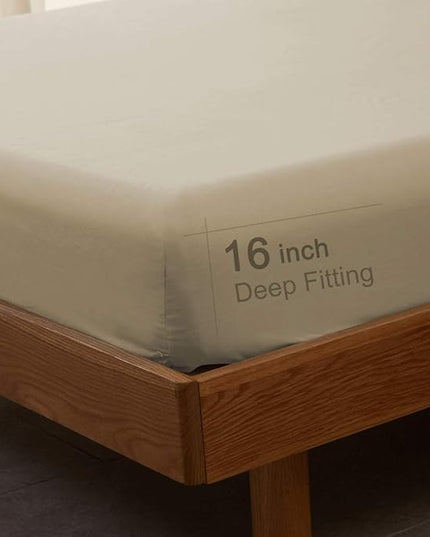 SONORO KATE Bed Sheet Set Super Soft Microfiber 1800 Thread Count Luxury Egyptian Sheets 16-Inch Deep Pocket，Wrinkle -3 Piece (Beige, Twin XL) - LeafyLoom