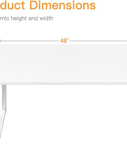 Coleshome 48 Inch Computer Desk, Modern Simple Style Desk for Home Office, Study Student Writing Desk, White - LeafyLoom