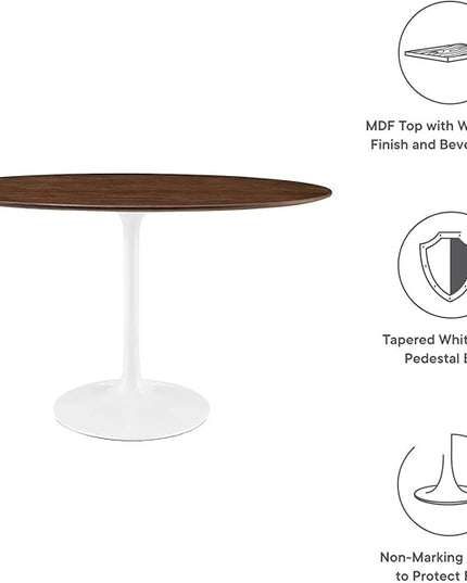 Modway Lippa 48" Mid-Century Modern Dining Table with Oval Top in Walnut - LeafyLoom