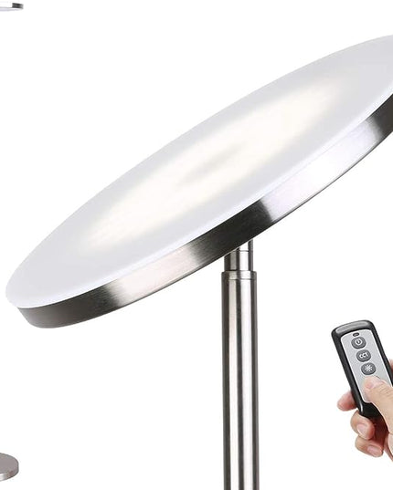 Floor Lamp,30W/2400LM Sky LED Modern Torchiere 3 Color Temperatures Super Bright Floor Lamps-Tall Standing Pole Light with Remote & Touch Control for Living Room,Bed Room,Office (Brushed Nickel) - LeafyLoom