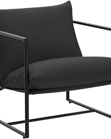 ZINUS Aidan Sling Accent Chair / Metal Framed Armchair with Shredded Foam Cushioning, Black - LeafyLoom