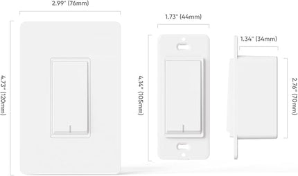 TREATLIFE Smart Light Switch Single Pole Works with Alexa, Google Home and SmartThings, 2.4GHz WiFi Timer Smart Switch, Neutral Wire Required, No Hub Required, FCC Listed, 4 Pack TREATLIFE