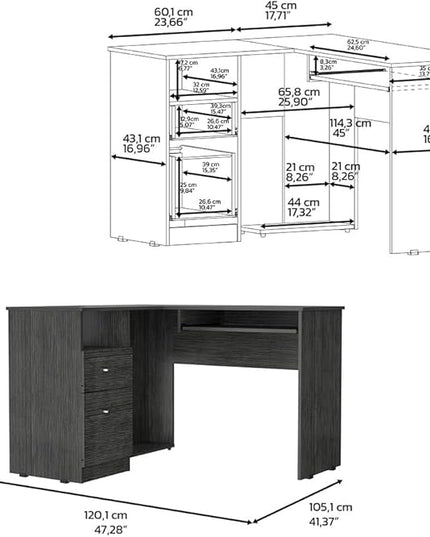 NicBex Kimberly-DW-00198-LWJ Home Office Desks, 47.2"x41.3"x30.4", Smokey Oak - LeafyLoom