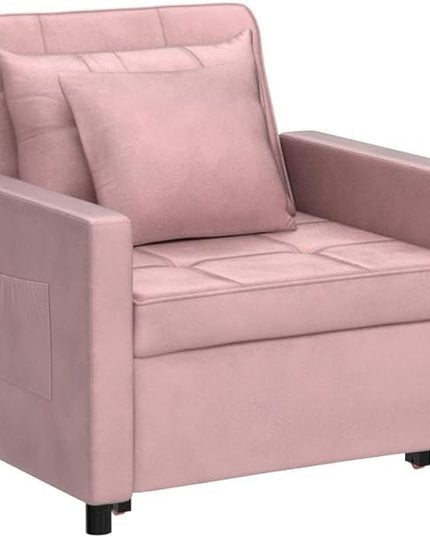 XSPRACER [UPDATED] Convertible Chair Bed, Sleeper Chair Bed 3 in 1, Stepless Adjustable Backrest,Armchair, Sofa, Bed, Flannel, Pink, Single One - LeafyLoom
