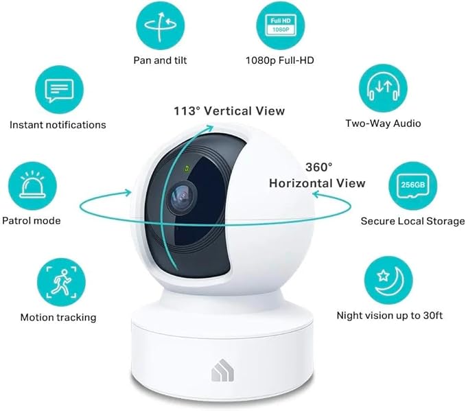 Kasa Indoor Pan/Tilt Smart Security Camera, 1080p HD Dog-Camera,2.4GHz with Night Vision,Motion Detection for Baby and Pet Monitor, Cloud & SD Card Storage, Works with Alexa& Google Home (EC70), White KasaSmartbyTP-Link
