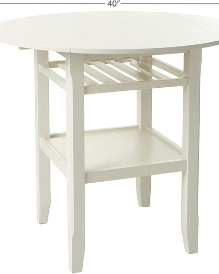 NicBex Dining Table Contemporary Kitchen Table Farmhouse Rustic Counter Height Table in Cream with Storage for Small Place Round Dining Table, Easy Assembly, Cream - LeafyLoom