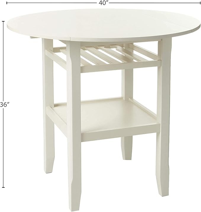 NicBex Dining Table Contemporary Kitchen Table Farmhouse Rustic Counter Height Table in Cream with Storage for Small Place Round Dining Table, Easy Assembly, Cream - LeafyLoom