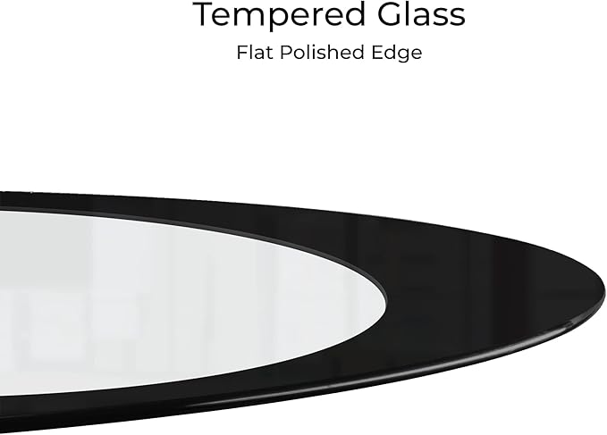 Fab Glass and Mirror Coffee High Gloss Base Modern Black Center Table with Oval Glass Top for Living Room, Offices, 25.5 X 43.5 - LeafyLoom