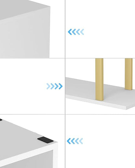 Yusong Geometric Bookcase, S Shaped Bookshelf 6-Tier Book Shelves for Bedroom, Modern Wood Decorative Display Shelf Tall Book Case for Home Office, Gold and White - LeafyLoom