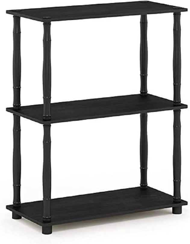 Furinno Turn-N-Tube 3-Tier Compact Multipurpose Shelf Display Rack with Classic Tube, Americano/Black - LeafyLoom