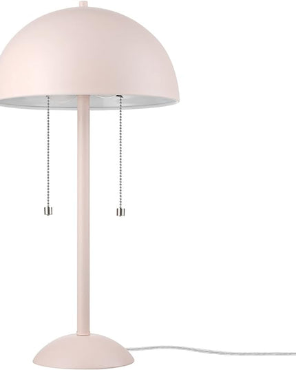 Globe Electric 65531 Luna 21" 2-Light Table Lamp, Matte Blush Pink, Double Plated Nickel On/Off Pull Chains - LeafyLoom