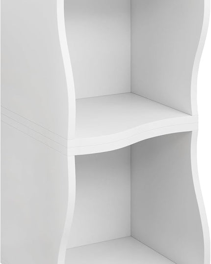 ECYIL Double Layered Independent Storage Rack, Full Circular Color Blocking Bookshelf, Suitable for Home, Office, Living Room, etc (white) - LeafyLoom