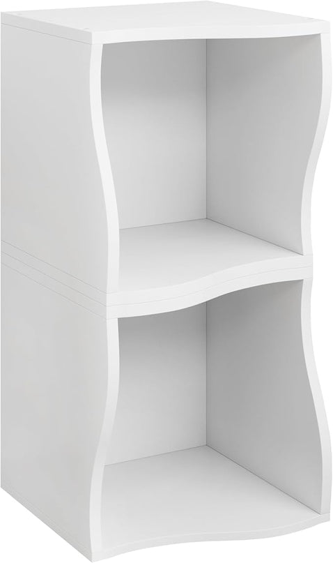 ECYIL Double Layered Independent Storage Rack, Full Circular Color Blocking Bookshelf, Suitable for Home, Office, Living Room, etc (white) - LeafyLoom