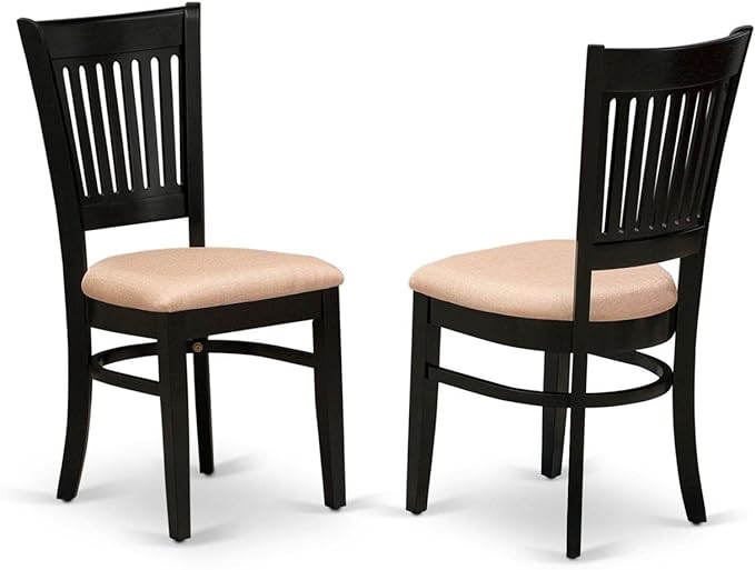 East West Furniture NFVA3-BLK-C 3 Piece Set Contains a Rectangle Dining Room Table with Butterfly Leaf and 2 Linen Fabric Upholstered Chairs, 32x54 Inch - LeafyLoom