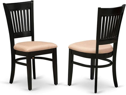 East West Furniture Dublin 3 Piece Kitchen Set for Small Spaces Contains a Round Dining Room Table with Dropleaf and 2 Linen Fabric Upholstered Chairs, 42x42 Inch, DLVA3-BLK-C - LeafyLoom