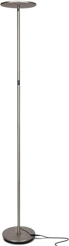 Brightech Sky LED Floor lamp, Torchiere Super Bright Floor Lamp for Living Rooms & Offices - Dimmable, Tall Standing Lamp for Bedroom Reading - Brushed Nickel - LeafyLoom
