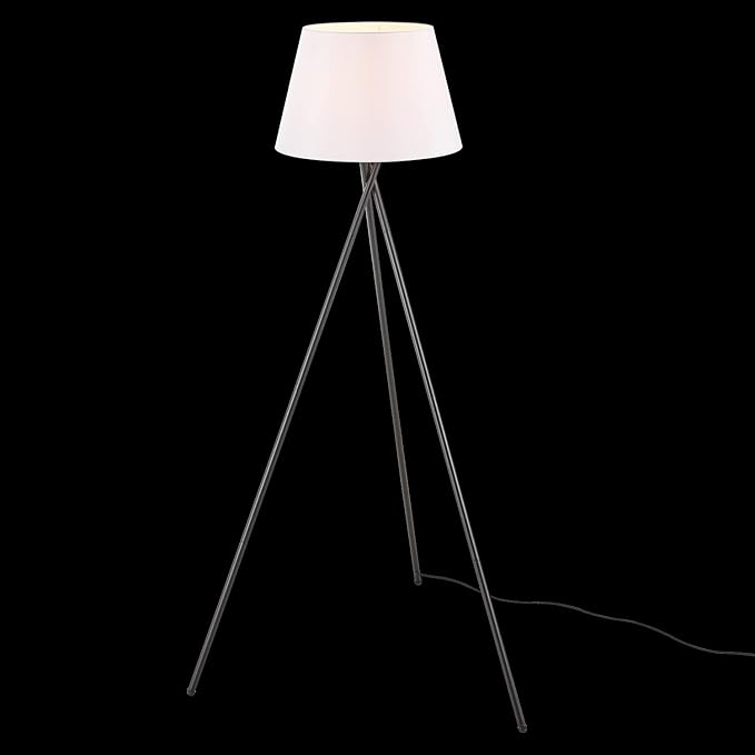 Globe Electric 67519 Allen 59" Floor Lamp, Matte Black, White Linen Shade, On Off Switch on Socket - LeafyLoom