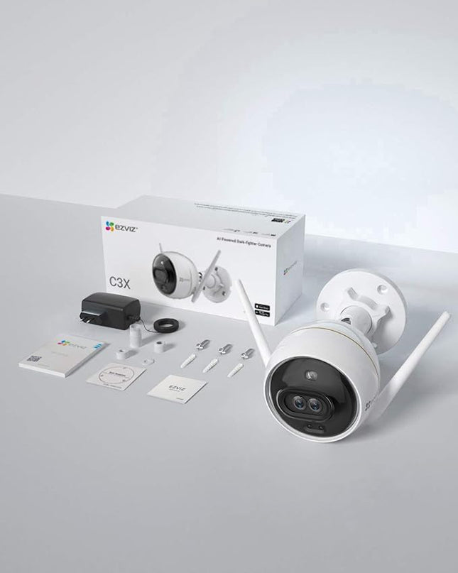 EZVIZ Outdoor Security Camera Dual Lens 1080P, Excellent Color Night Vision, Active Light & Siren Alarm with PIR Motion Detection, Weather Proof, Two-way Talk, the First Dual Lens Security Camera(C3X) EZVIZ