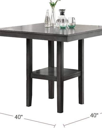 NicBex Small Dining Table Set for 4 Breakfast Nook Table Set Counter Height 5Pc Set Square Dining Table with Shelves Cushion Seat Ladder Back High Chairs Solid Wood, Grey - LeafyLoom