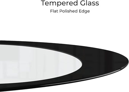 Fab Glass and Mirror CTW-FAB3000 High Gloss Coffee Oval Tempered Glass Top End Side Table, White - LeafyLoom