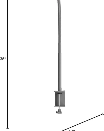LED Desk Lamp for Office Home, Eye-Caring Desk Light with Stepless Dimming Adjustable Flexible Gooseneck, 10W USB Adapter Desk Lamp with Clamp for Reading, Study, Workbench (Grey) - LeafyLoom