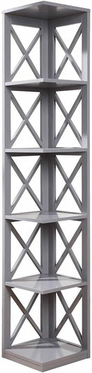 Convenience Concepts Oxford 5 Tier Corner Bookcase, Gray - LeafyLoom