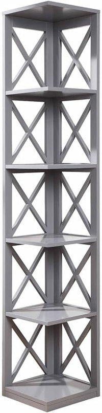 Convenience Concepts Oxford 5 Tier Corner Bookcase, Gray - LeafyLoom