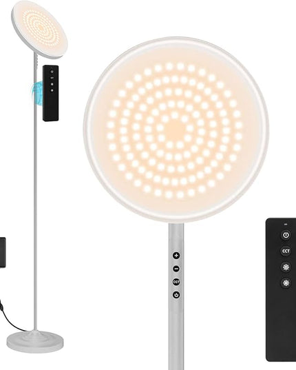 Floor Lamp, 36W/3600LM Super Bright Floor Lamp with Remote Control, Stepless Adjust Color Temperatures & Brightness, Torchiere Standing Lamp for Living Room Bedroom Office - LeafyLoom