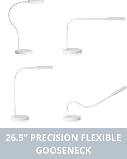 Reliable UberLight Flex 4100TL Task Light – LED Portable Desk Light with Base, USB Connection, 26.5” Flexible Gooseneck, 270° Rotational Head, 9 Light Settings, and up to 60,000 Hours of Use (White) - LeafyLoom