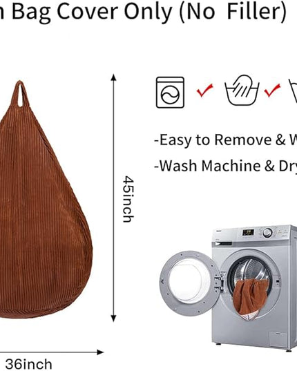 Bean Bag Chairs Cover (No Filler), for Adults,Teens,Kids,[Small 32 * 28 in] Coffee - LeafyLoom