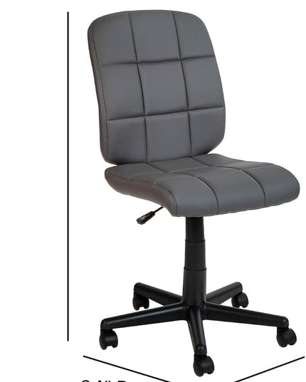 Flash Furniture Clayton Mid Back Swivel Task Chair - Gray Vinyl Upholstery - Tufted Back and 360° Swivel - LeafyLoom