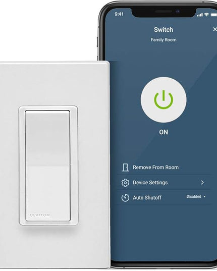 Leviton D215S-1BW Decora Smart Wi-Fi, No Hub Required (2nd Gen) 15A Light Switch Leviton