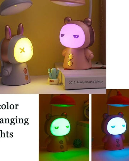 Cartoon Led Desk Lamp Learning Folding Rechargeable Eye Protection Student Children Fun Cute Reading Night Light Bedside Gradient - LeafyLoom