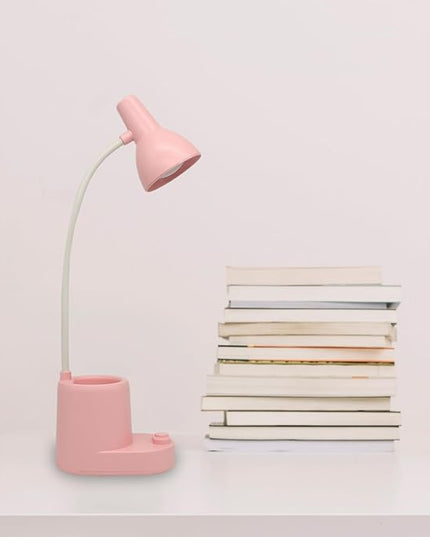 Battery Operated lamp,Small Lamps for Small Spaces,Pink Desk lamp,kids battery lamps for tables,Cute pen holder for desk,360° Rotating Hose,Adjust The Angle of Light Source at Will,Led Desk Lamps - LeafyLoom