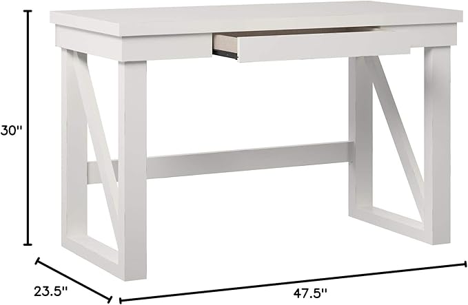 Ameriwood Home Crestwood, White Computer Desk, - LeafyLoom