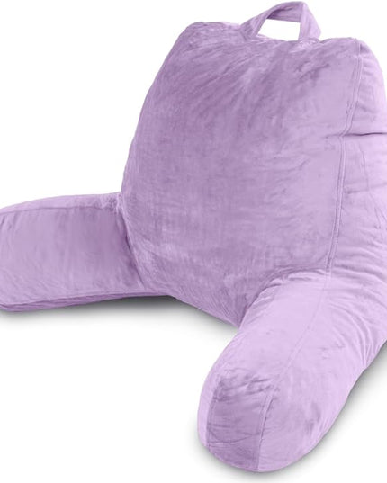 Milliard Reading Pillow with Shredded Memory Foam, Large Adult Backrest with Arms, Back Support for Sitting Up in Bed with Washable Cover (Sit up Pillow) (Lavender) - LeafyLoom