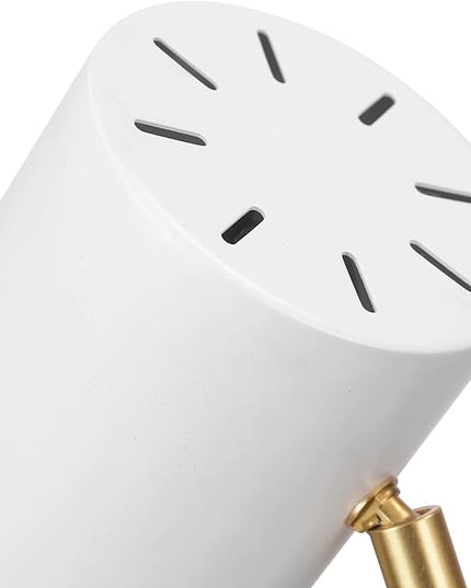 Globe Electric Novogratz x 65784 Athena 15" Desk Lamp, White Shade, Brass Arm, White Faux Marble Base - LeafyLoom