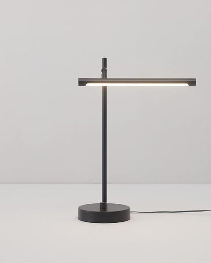 Globe Electric 62000004 15" 5 W LED Integrated Desk Lamp, Matte Black, Push Button Dimmer Rotary Switch, 200 lumens, 3000K, Pivot Joint, LED Desk Light, Adjustable Lamp, Desk Lamp for Home Office - LeafyLoom