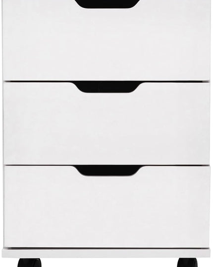Farini 3-Drawer Vertical Filing Cabinet Rolling Wood Mobile File Cabinets Under Desk for Home Office with Casters (White, Fully Assembled) - LeafyLoom