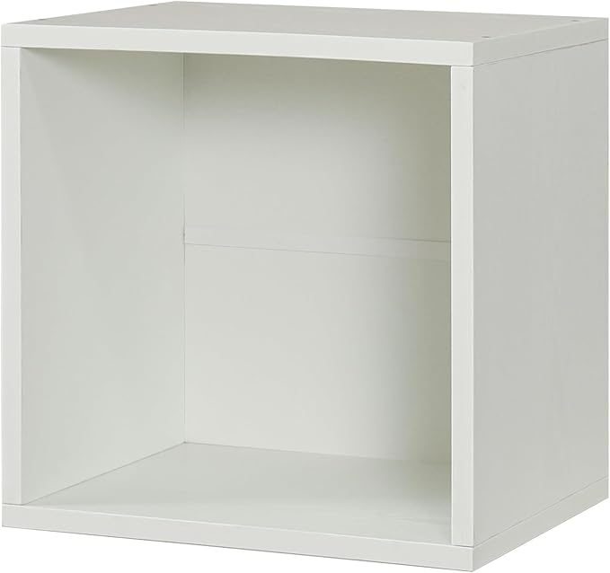 Magic DIY Cube Storage Organizer -Cube Storage Shelf -Wood Storage Cubes -Stackable Cubes Perfect for Books Clothes Toy(Pure White-Washed, General Cube) - LeafyLoom