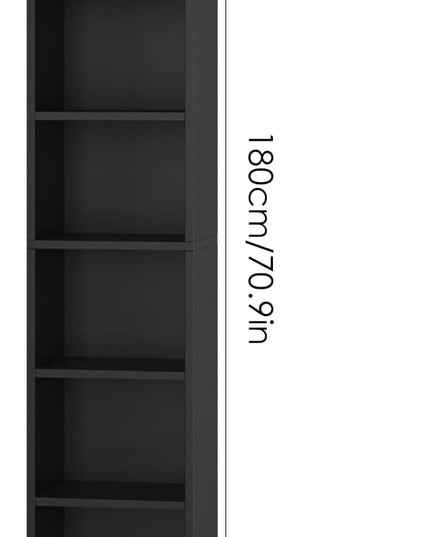 FOTOSOK 8-Tier Media Tower Rack, 11.6 X 9.3 X 70.9 Inches CD DVD Slim Storage Cabinet with Adjustable Shelves, Tall Narrow Bookcase Display Bookshelf for Home Office, Black - LeafyLoom