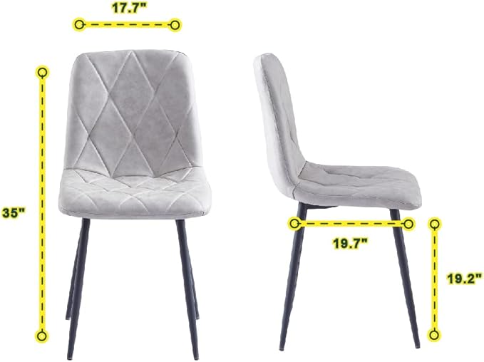 4 Set of Dining Chairs, Metal Frame Dining Chair for Kitchen Room,Technology Cloth Seat Chair for Living Room, Bedroom(Grey) - LeafyLoom